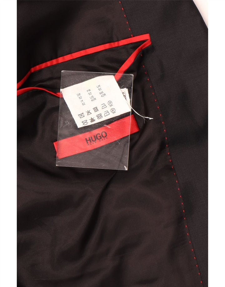 Jaqueta Blazer Masculina Hugo Boss com 2 Botões EU 52 XL Lã Preta