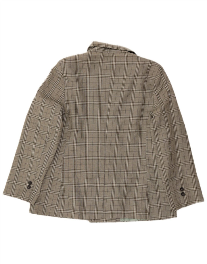 Jaqueta blazer feminina Topshop Petite Double Breasted Reino Unido 14 grande xadrez verde