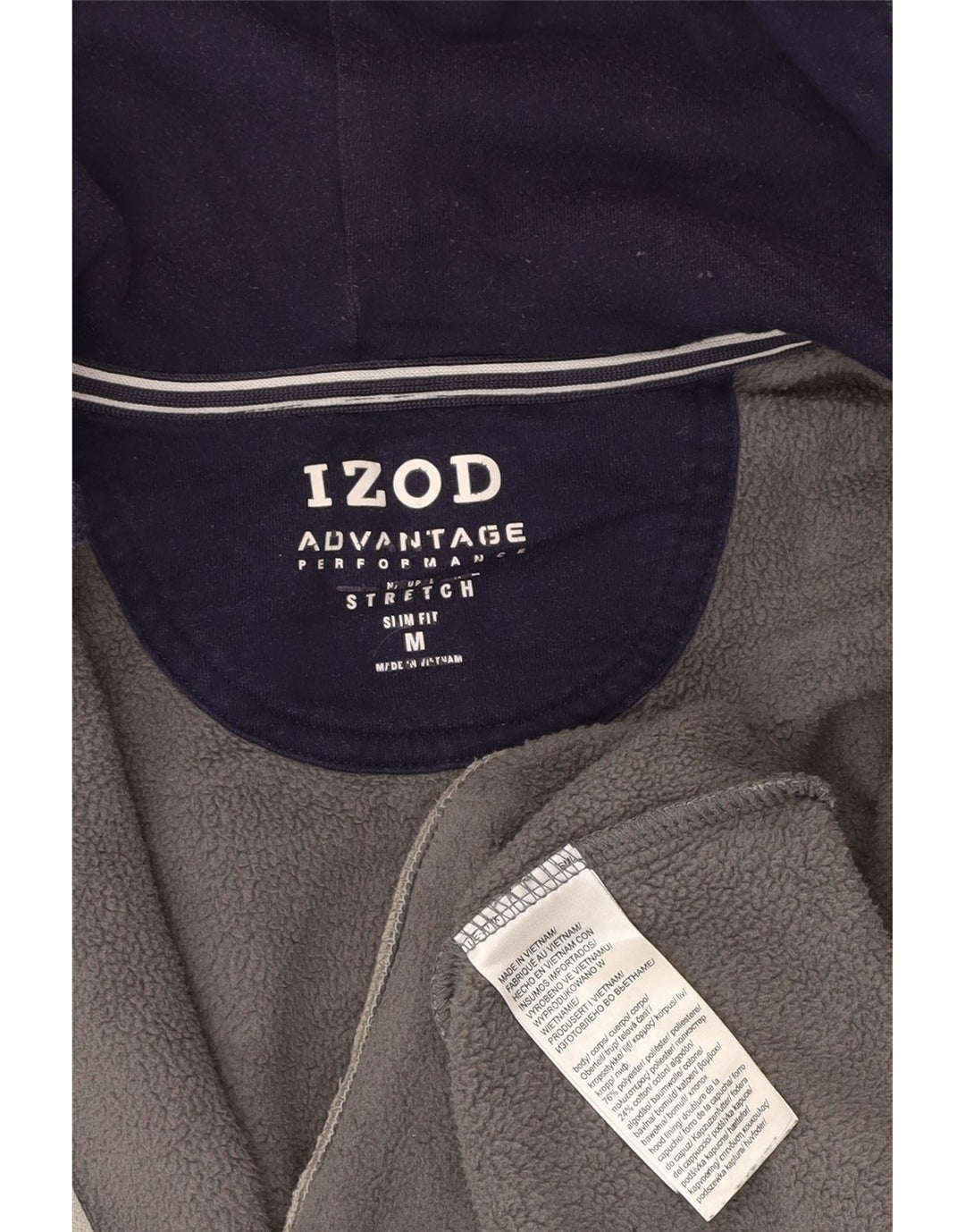Suéter masculino IZOD Slim Fit com capuz e zíper cinza médio poliéster