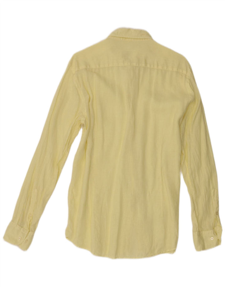 Camisa masculina Massimo Dutti grande linho amarelo