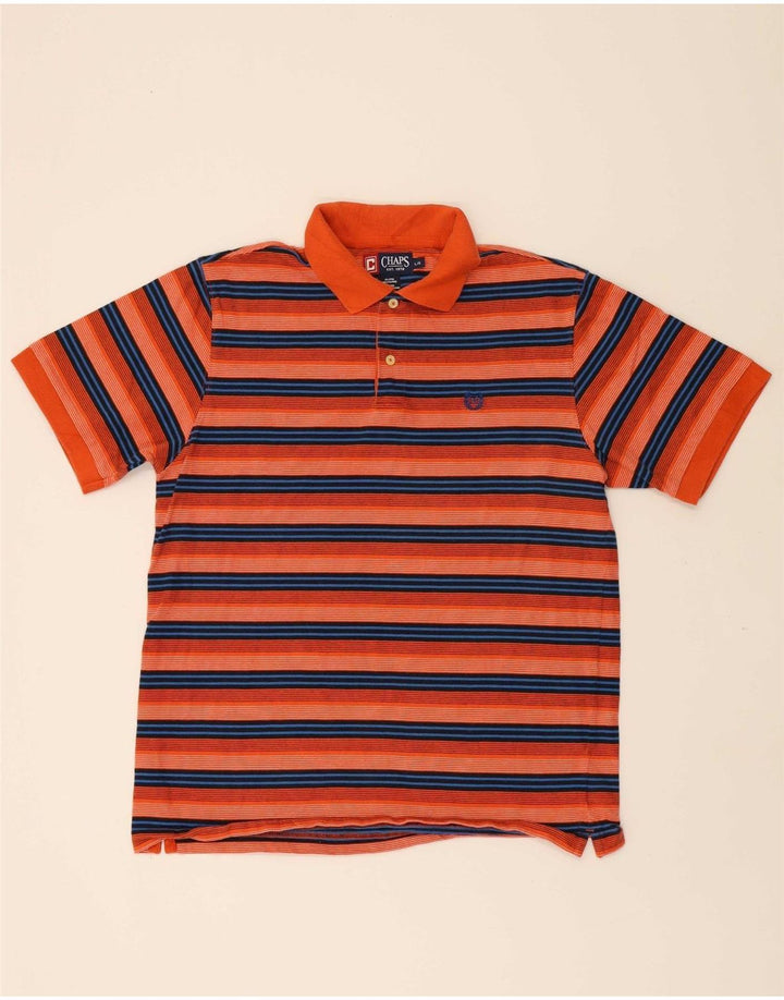 Camisa polo masculina CHAPS grande algodão listrado laranja