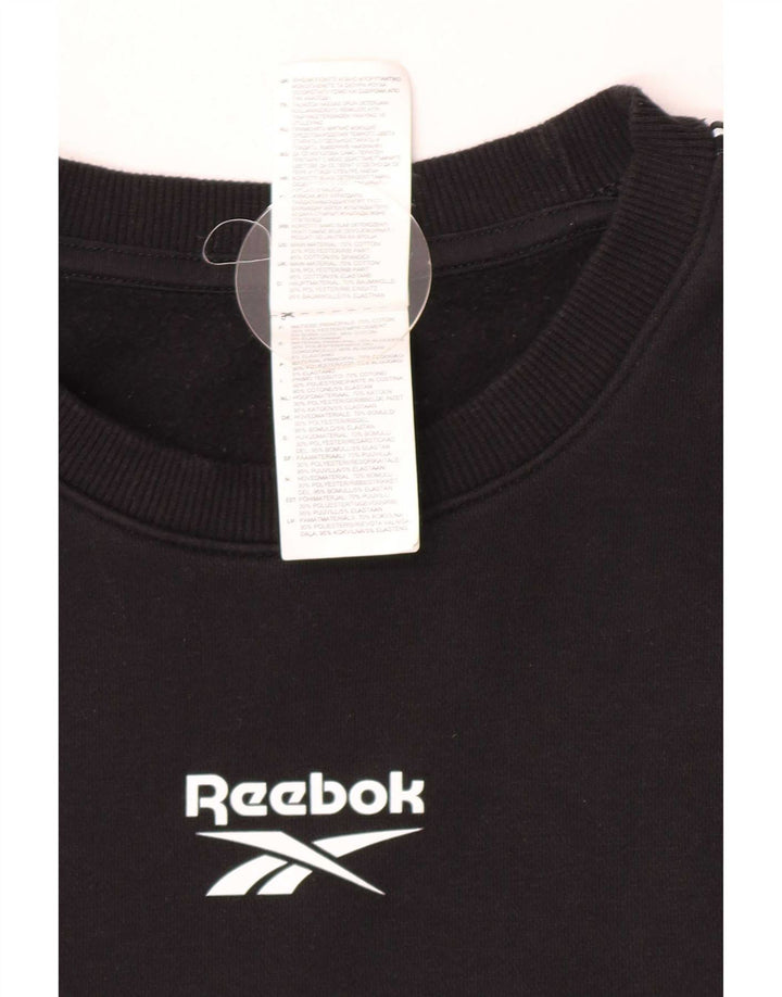 Reebok Mens Graphic Moletom Jumper XL Algodão Preto