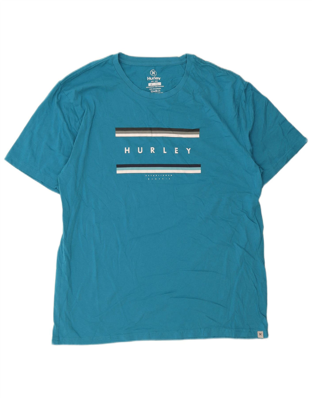 Hurley Camiseta masculina gráfica top grande algodão azul