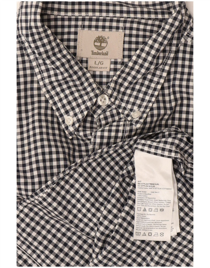 Camisa masculina Timberland Regular Fit grande algodão guingão azul marinho