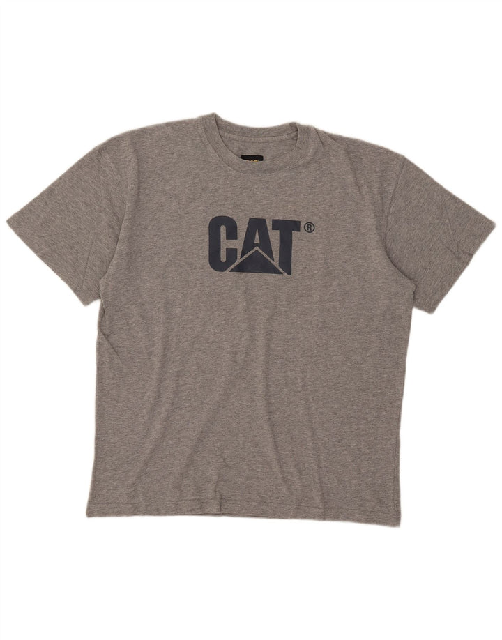 Camiseta gráfica masculina CAT Top XL algodão cinza