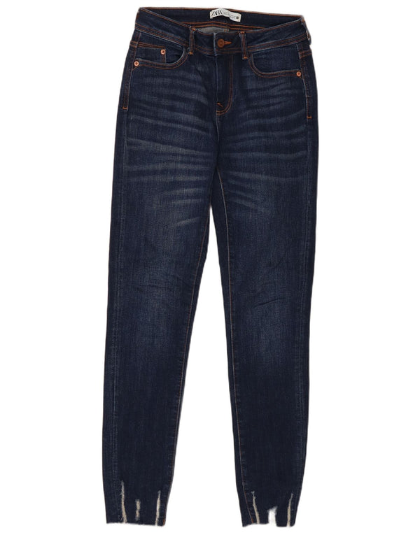 Calça jeans skinny feminina Zara EU 34 2XS W24 L28 algodão azul marinho