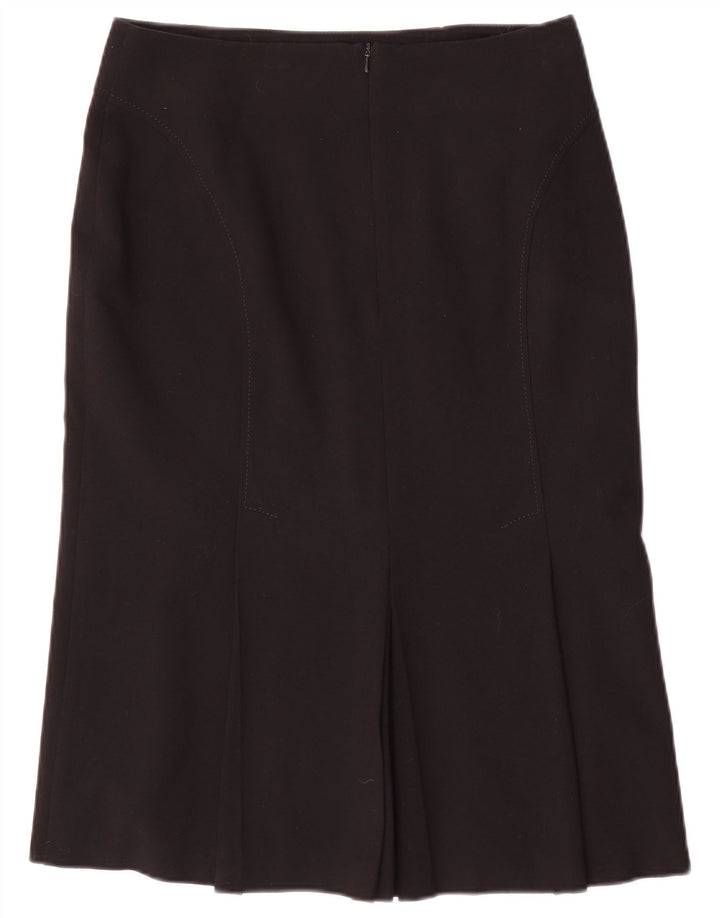 Saia reta feminina Marks & Spencer Reino Unido 12 médio W30 poliéster preto