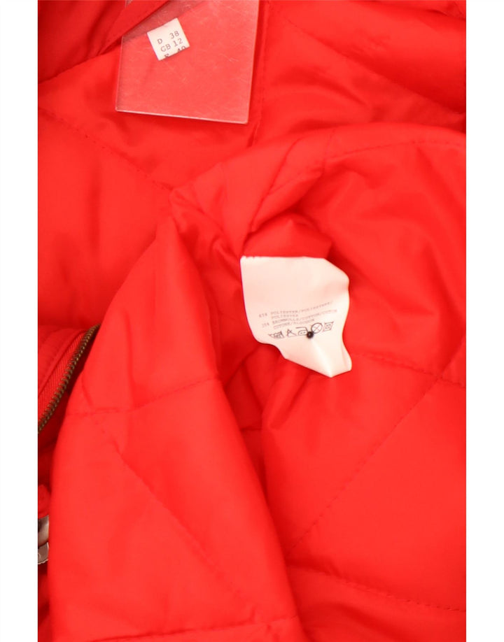Casaco corta-vento feminino VINTAGE com capuz UK 12 poliéster vermelho médio