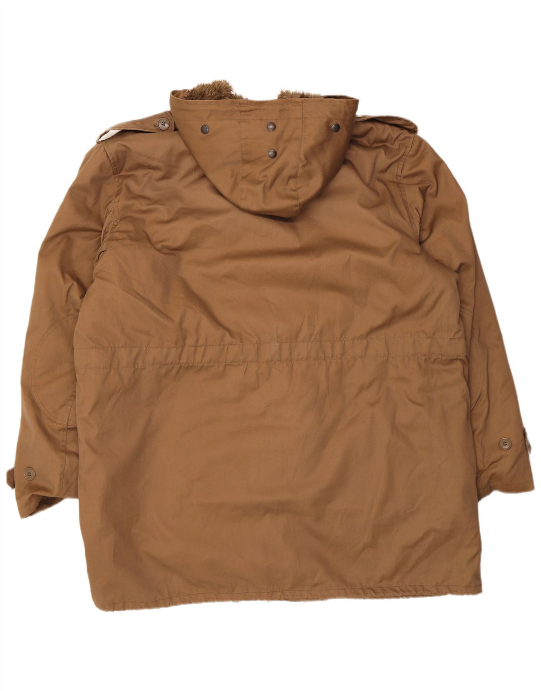 Jaqueta masculina VINTAGE com capuz Sherpa Parka Reino Unido 42 XL algodão marrom