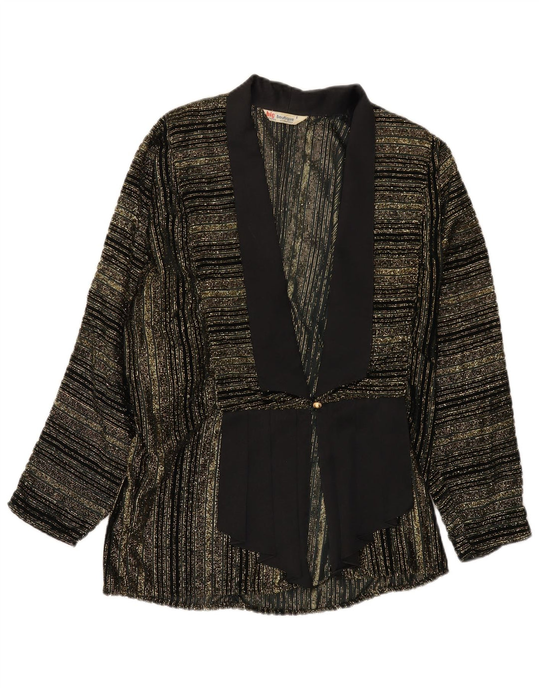 Jaqueta blazer feminina vintage com 1 botão Reino Unido 16 grande listrada preta