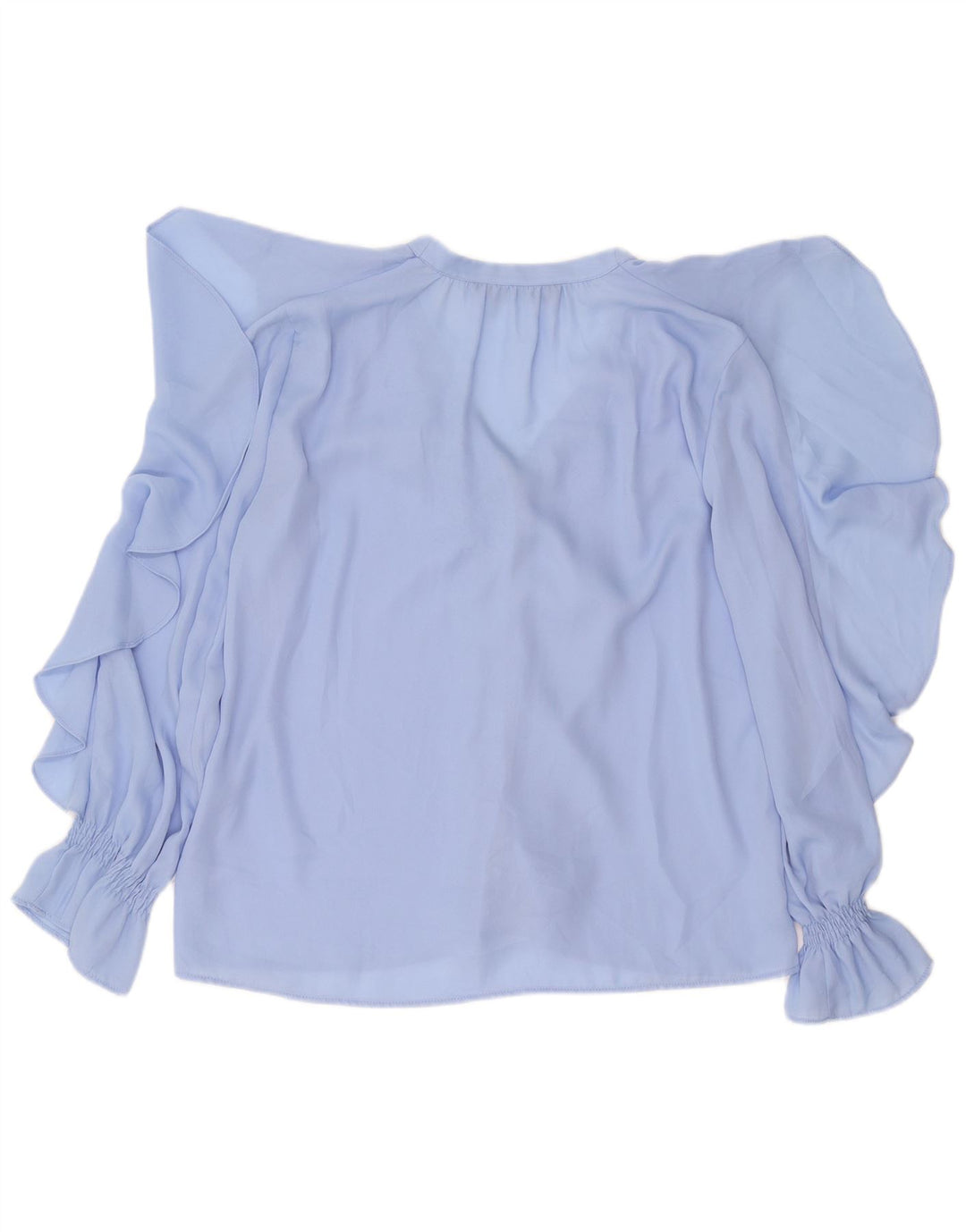 Blusa feminina ZARA com babados na frente, Reino Unido 14, azul médio