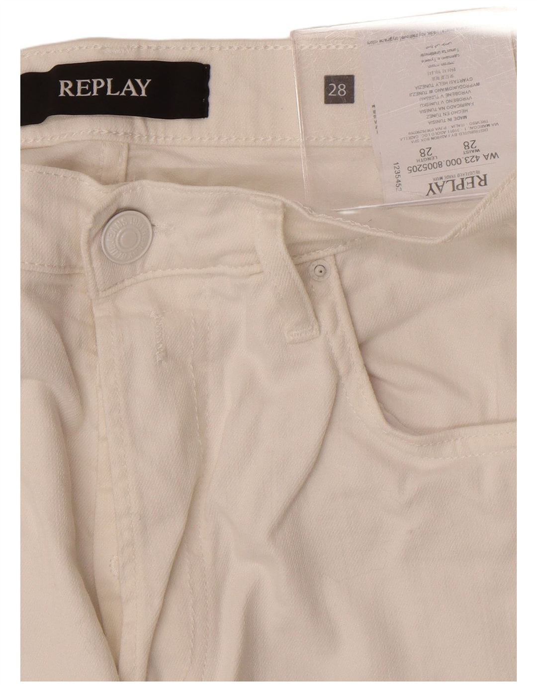 Replay Jeans reto feminino W28 L29 algodão branco