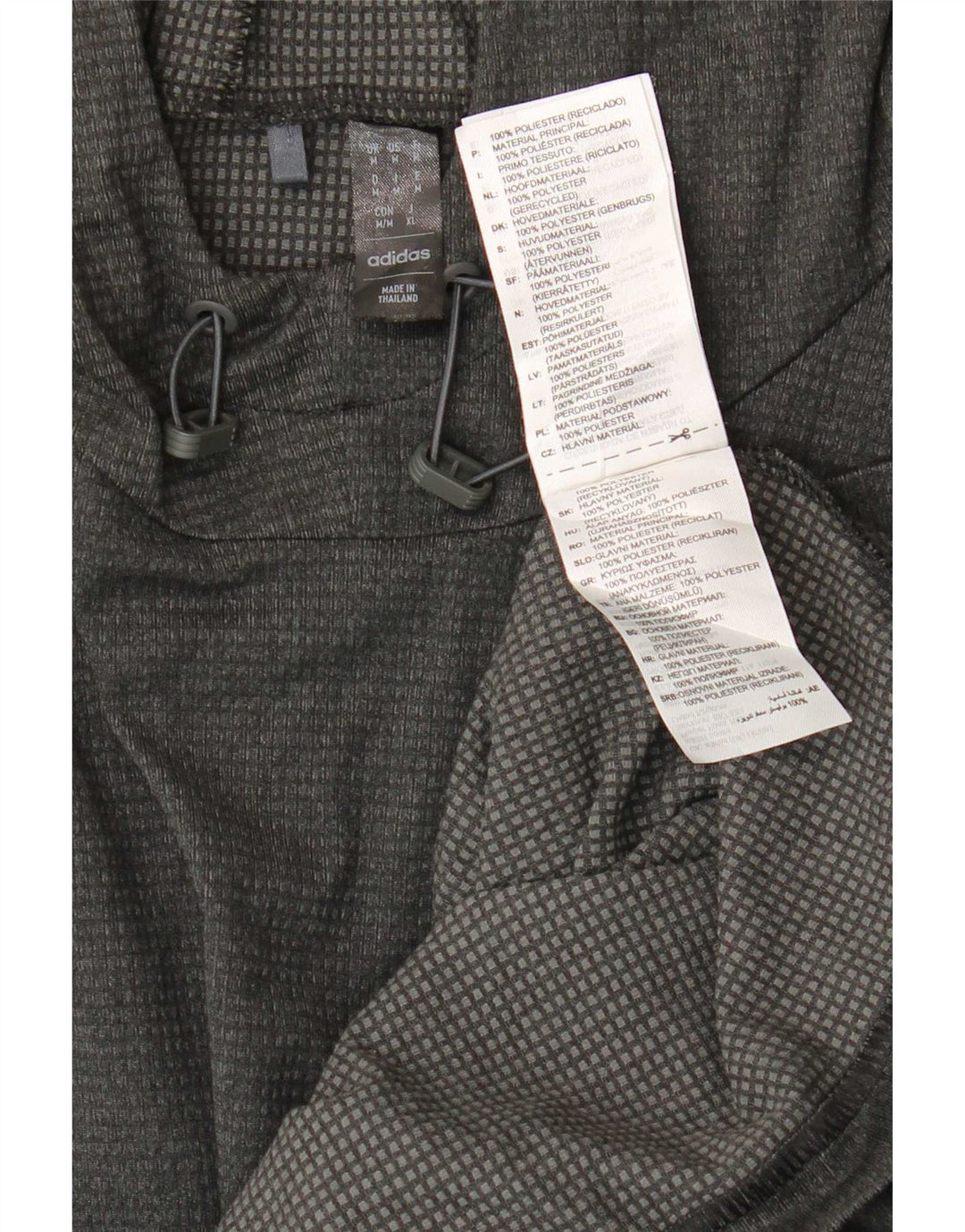 Top masculino com capuz Adidas manga comprida poliéster cinza médio