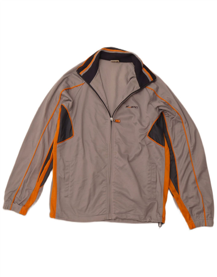 Jaqueta masculina de agasalho BRUGI cinza médio em poliéster colorblock