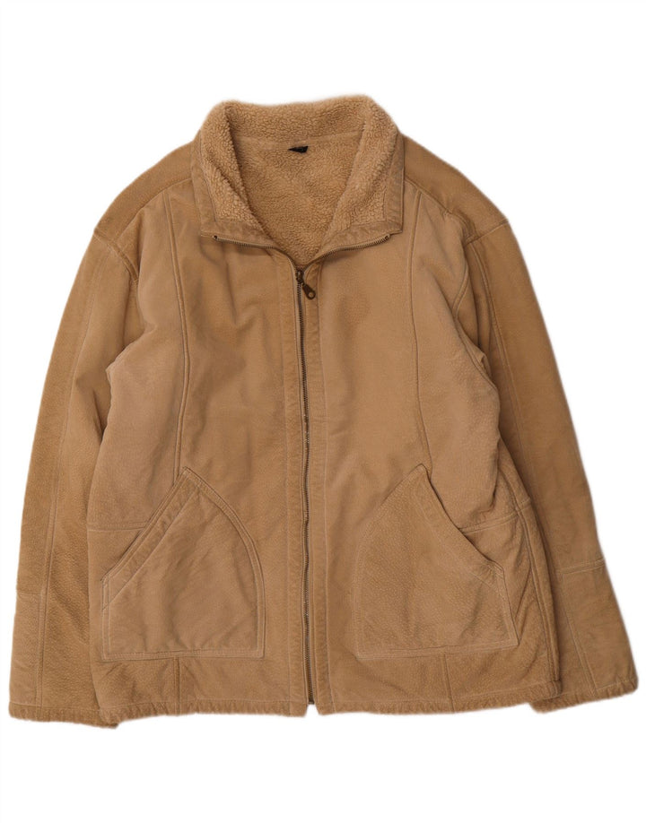 Jaqueta bomber masculina vintage Shearling UK 38 Shearling bege médio