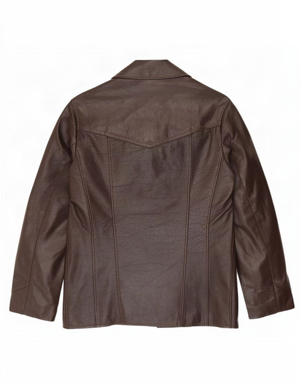 Jaqueta de couro masculina vintage UK 36 pequena marrom