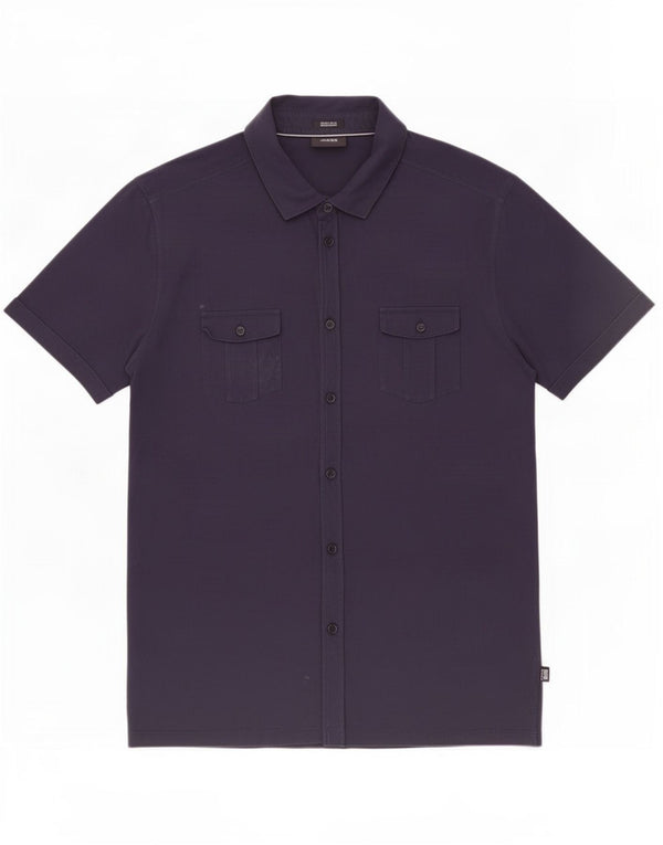 Camisa masculina Hugo Boss manga curta regular fit XL azul marinho algodão