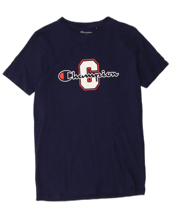 Camiseta masculina estampada Champion pequena algodão azul marinho