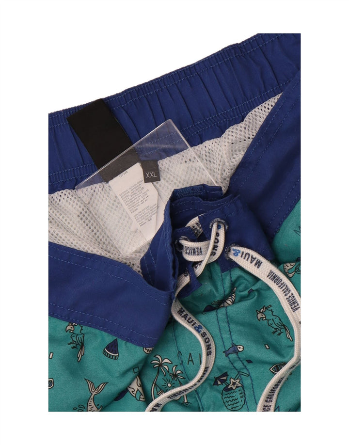 Maui and Sons Shorts de natação masculino com padrão abstrato gráfico 2XL verde