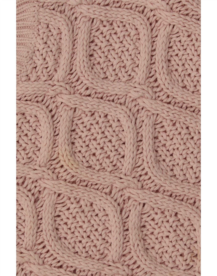 Suéter feminino Zara com gola redonda, Reino Unido 14, algodão rosa médio
