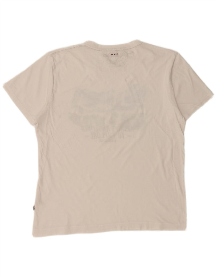 Camiseta feminina com estampa geográfica NAPAPIJRI UK 14 médio branco