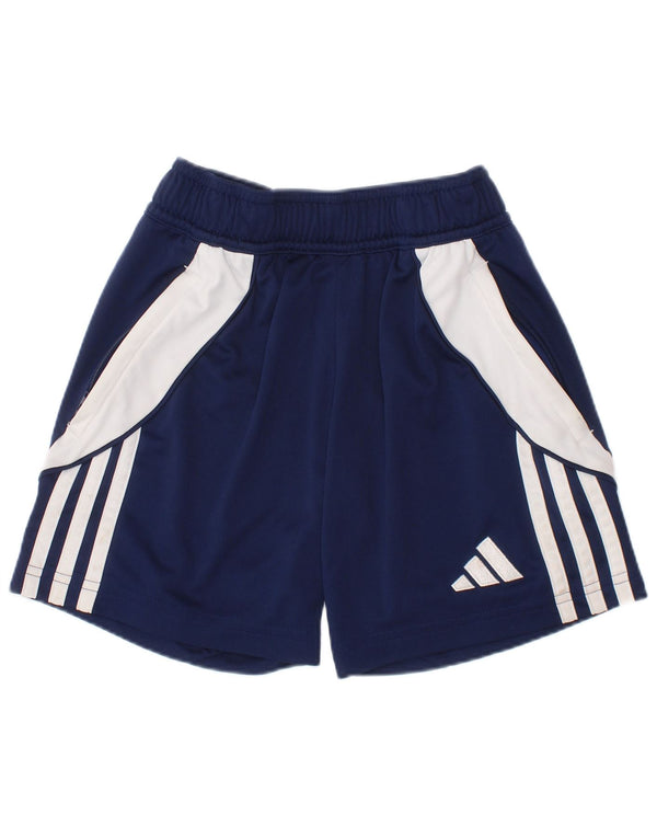 Shorts esportivos Adidas Aeroready para meninos 7-8 anos azul colorblock poliéster