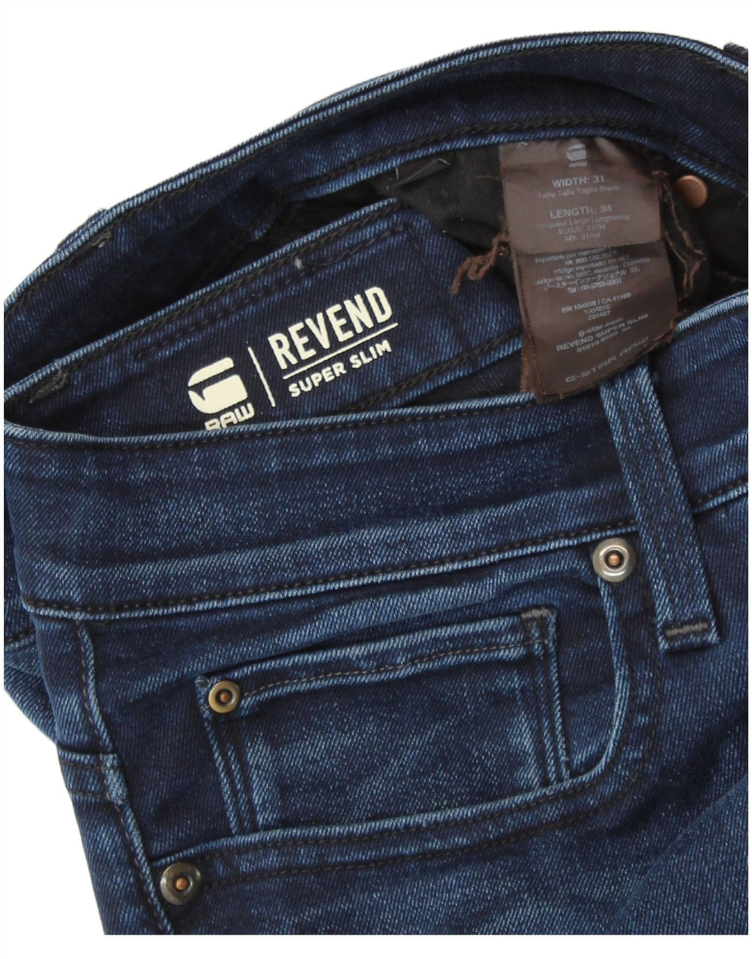 Calça jeans feminina Revend Super Slim G-STAR W31 L34 algodão azul marinho