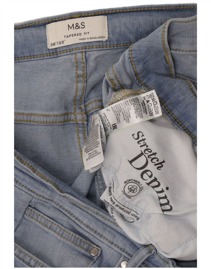Jeans cônicos masculinos Marks & Spencer W38 L30 algodão azul