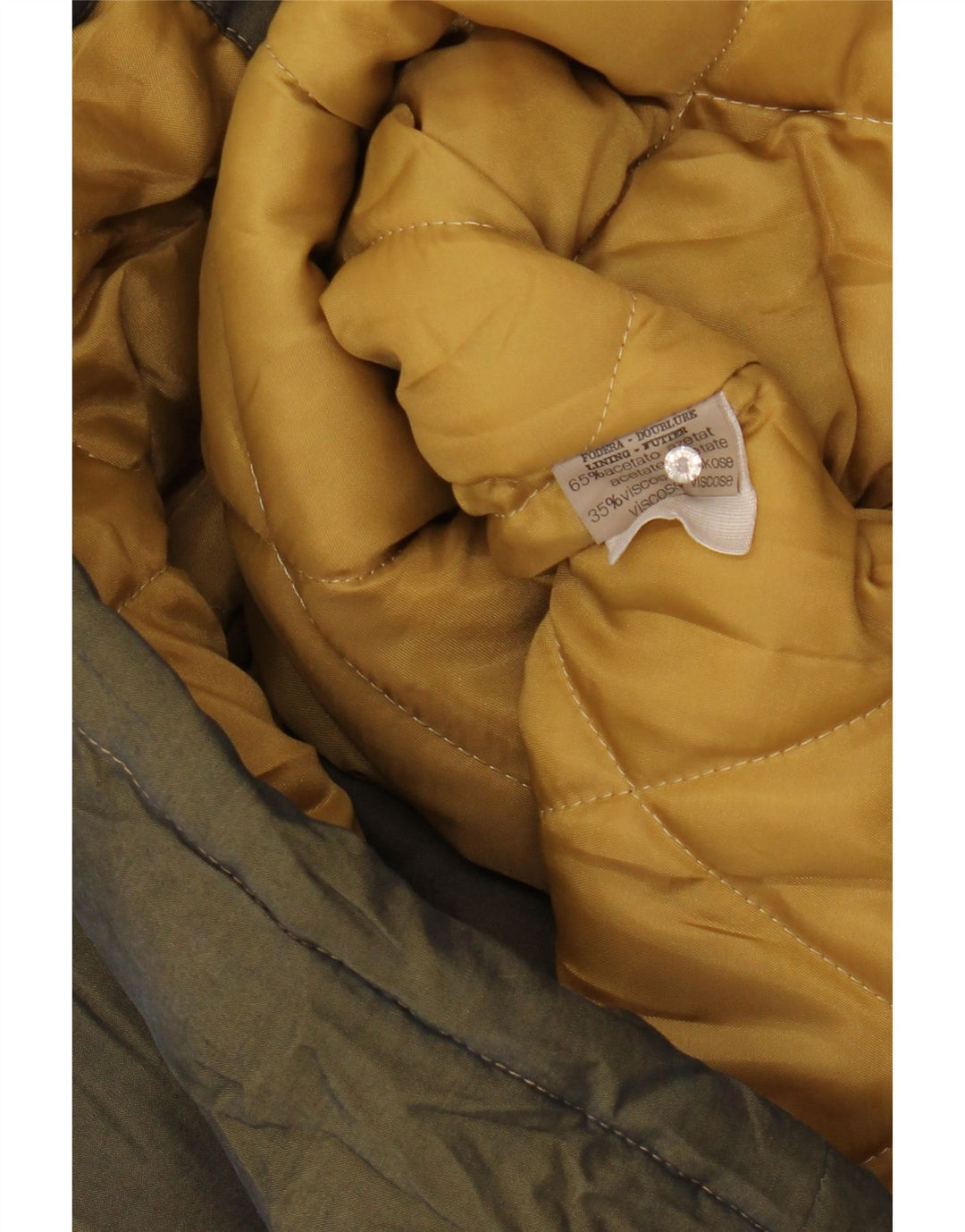 VINTAGE Womens Hooded Padded Coat UK 18 XL Khaki Acetate Vintage Vintage and Second-Hand Vintage from Messina Hembry 