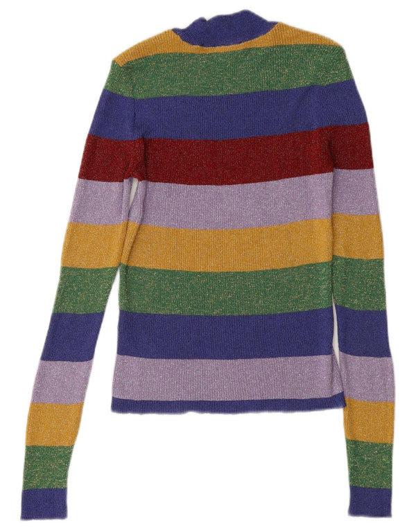 Blusa feminina Zara Top UK 10 pequena listrada multicolorida