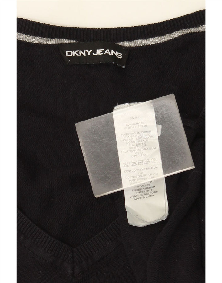 Suéter feminino Dkny gráfico oversized com decote em V Reino Unido 14 grande preto