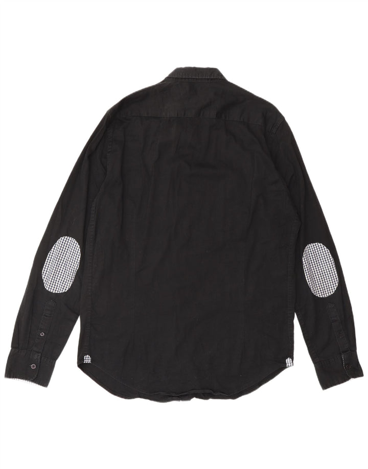 Camisa masculina MASSIMO DUTTI EU 40 médio preto colorblock algodão