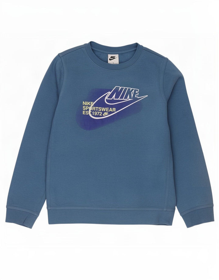 Moletom gráfico Nike Boys Jumper 10-11 anos médio azul algodão