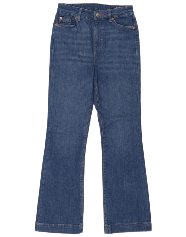Calça jeans feminina de cintura alta Marks & Spencer UK 10 pequena W28 L31 azul