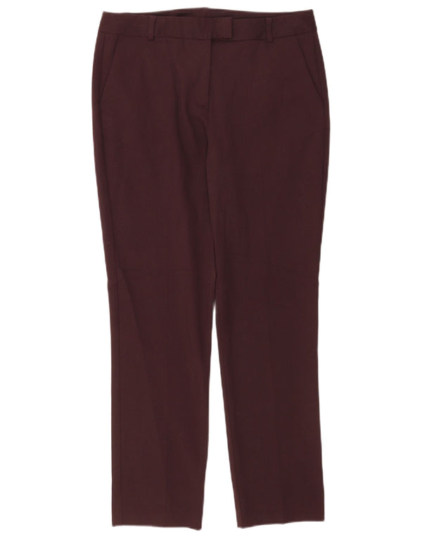 Calça feminina Reiss Slim Suit UK 10 Small W28 L26 Borgonha Poliéster