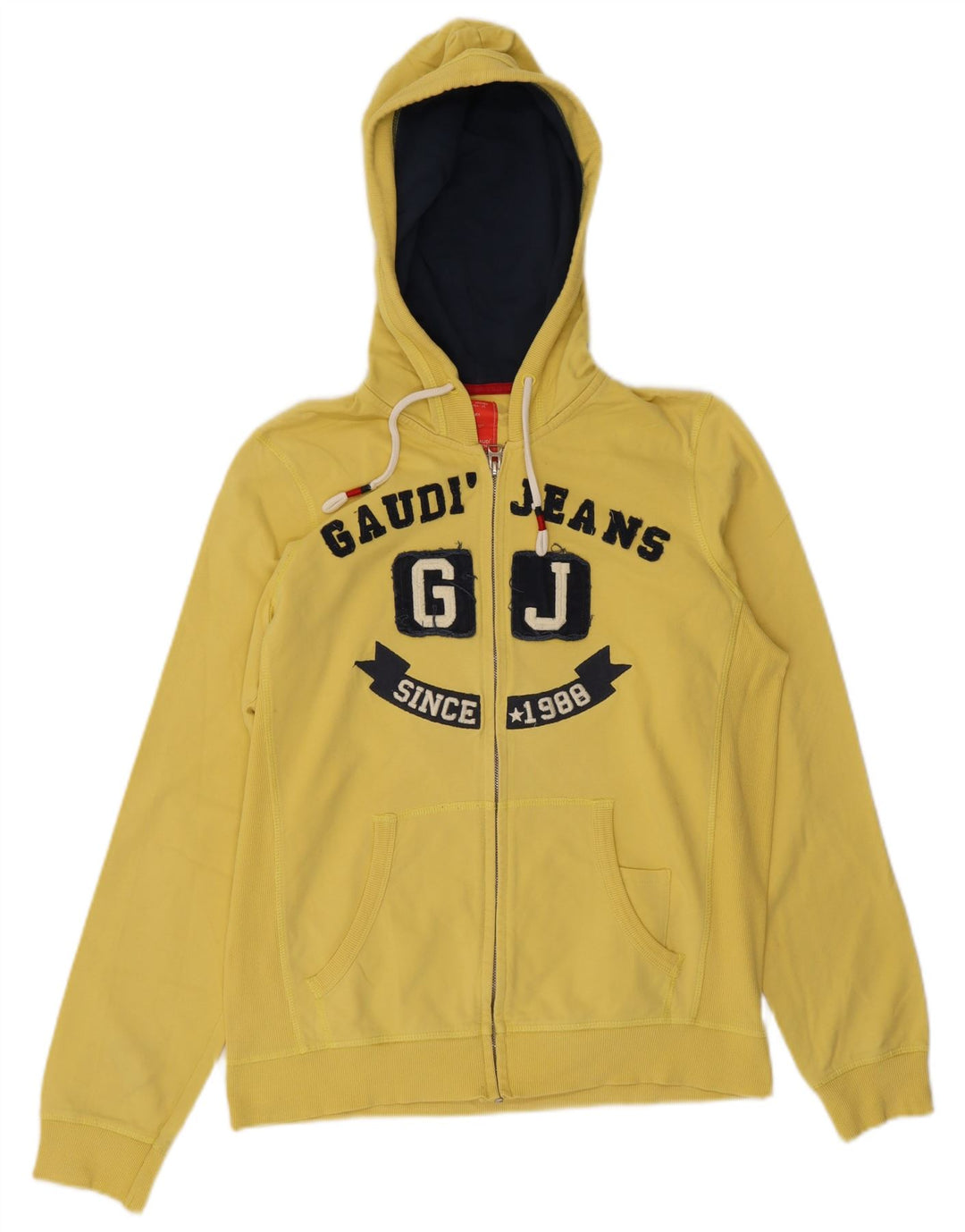 Gaudi Suéter feminino com capuz e zíper gráfico Reino Unido 12 Médio Amarelo