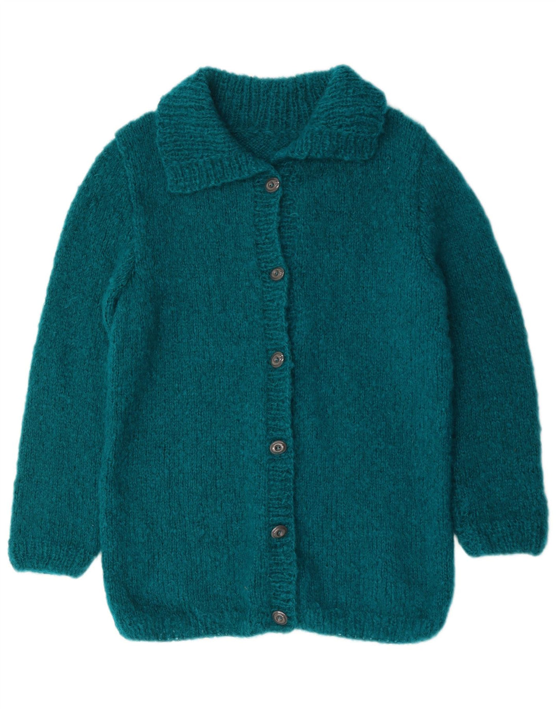 Suéter Cardigan Feminino Vintage UK 12 Azul Médio