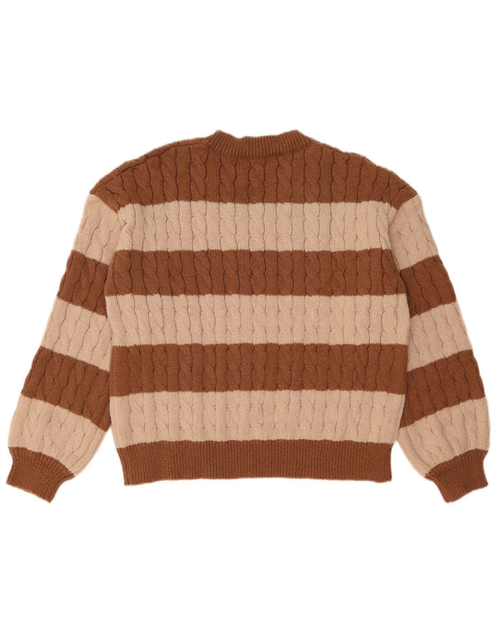 Suéter feminino SHEIN com decote em V Reino Unido 14 bloco colorido marrom médio