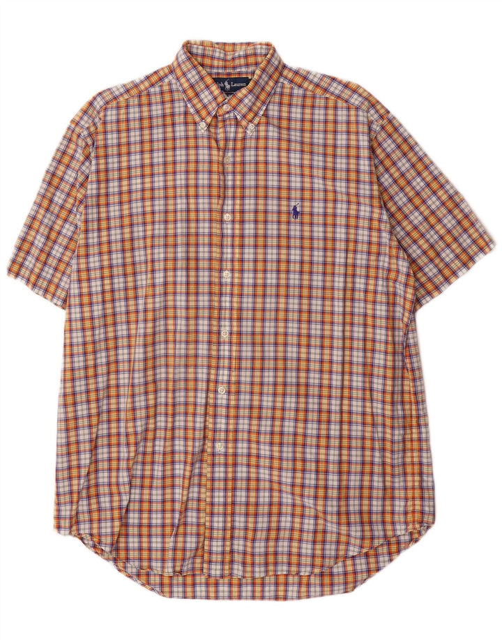 Ralph Lauren Camisa masculina Blake de manga curta média xadrez multicolorida