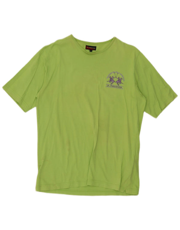 Camiseta gráfica masculina La Martina Top grande de algodão verde