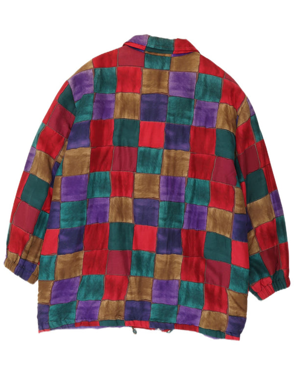 Casaco corta-vento oversized feminino vintage EU 44 XL patchwork multicolorido