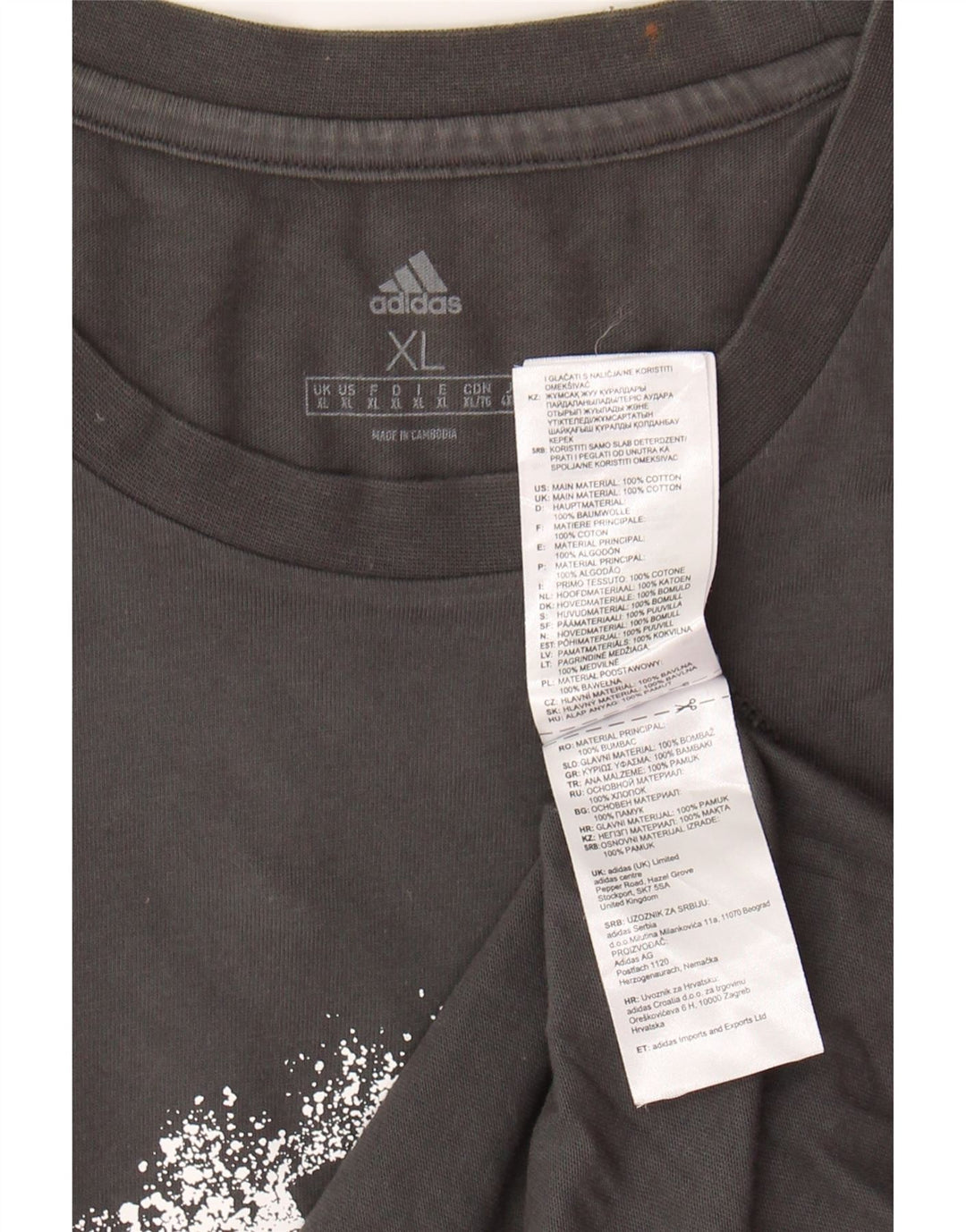 ADIDAS Mens Graphic T-Shirt Top XL Algodão Cinzento