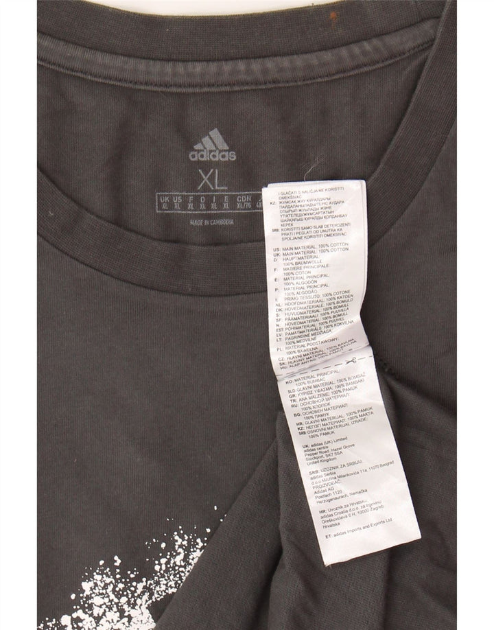 ADIDAS Mens Graphic T-Shirt Top XL Algodão Cinzento