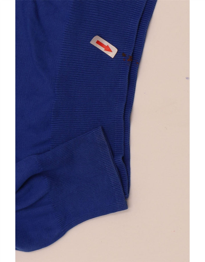 Zara Suéter masculino com gola V e algodão azul médio