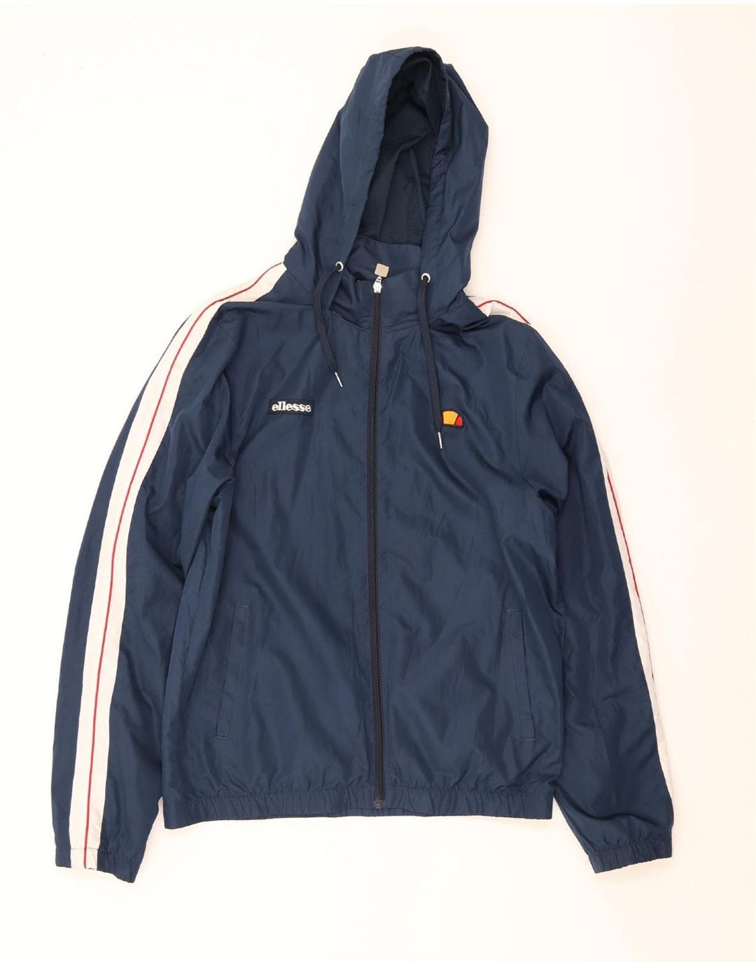 Jaqueta de chuva masculina Ellesse com capuz UK 42 XL azul colorblock poliéster