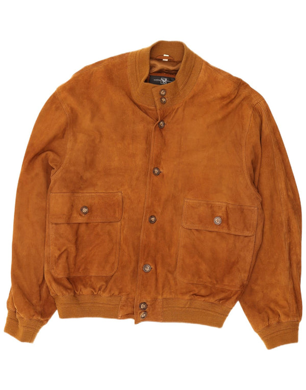 Jaqueta bomber masculina vintage de camurça IT 54 2XL couro bege