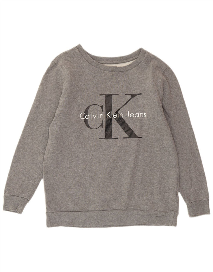 Moletom feminino oversized CALVIN KLEIN JEANS Reino Unido 6 XS cinza manchado