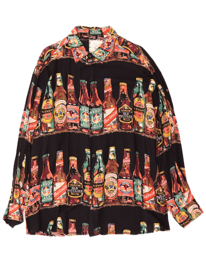 Camisa masculina vintage com padrão abstrato XL viscose multicolorida