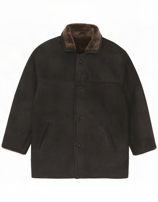 M. Jaqueta masculina Shearling Flues IT 56 3XL Couro Preto