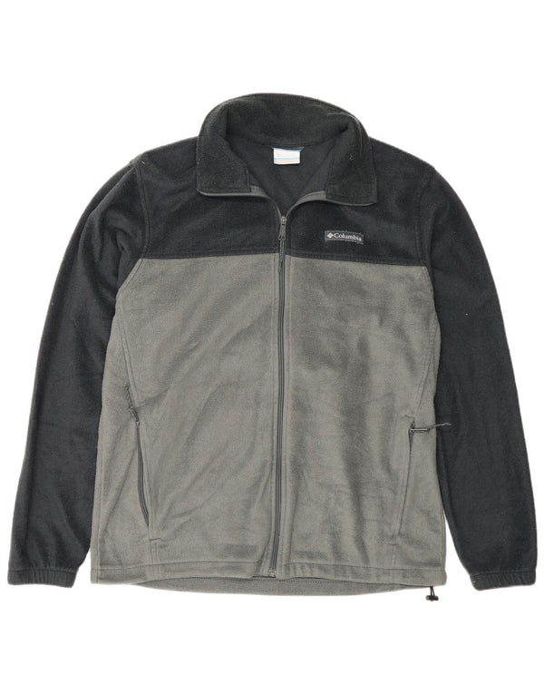 Jaqueta Columbia Masculina de Lã UK 40 Grande Poliéster Colourblock Cinza